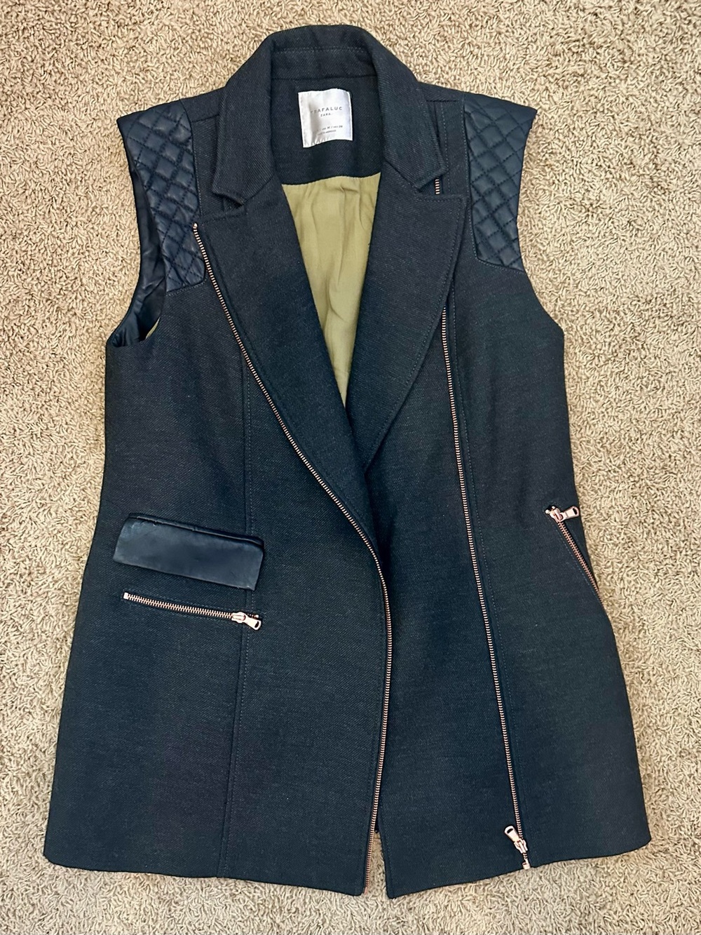 Zara Moto Vest w Rose Gold Hardware